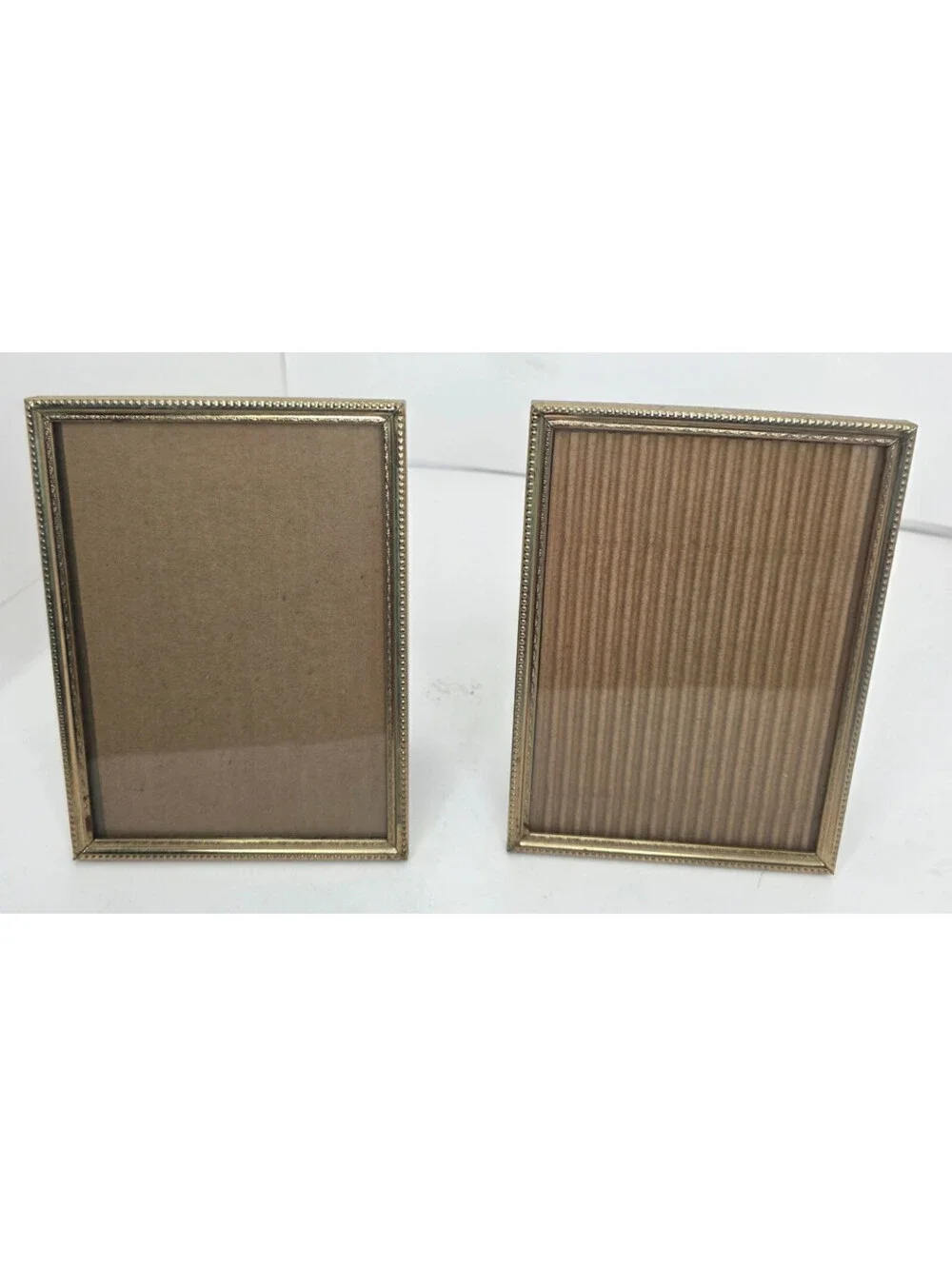 Vintage Brass Metal Pricture Frames Lot Set of 2 (5'x7') Gold Tone MCM Decor